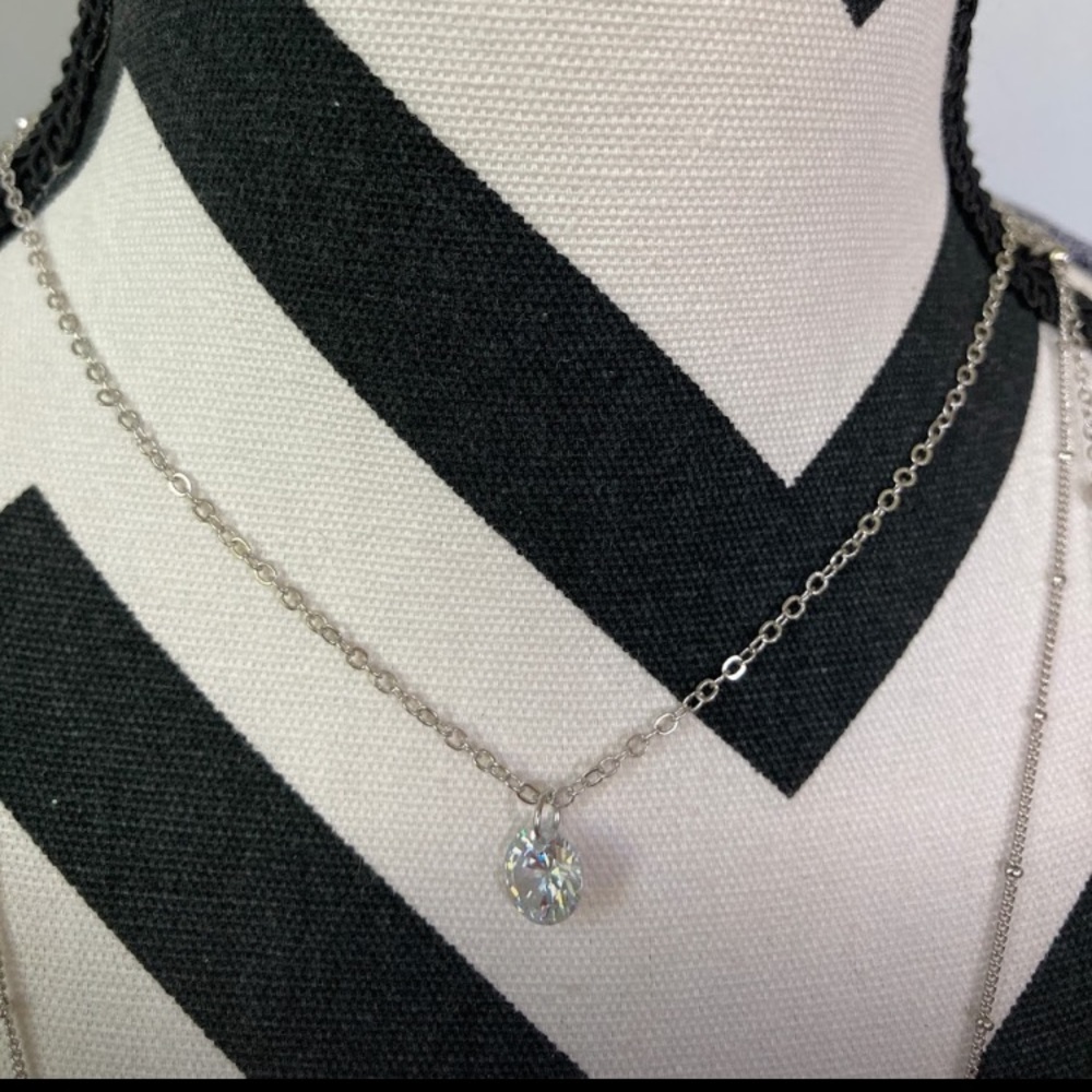 3 Tiered Silver Necklace - Picture 2 of 9